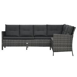 Foto van Infiori 3-delige loungeset met kussens poly rattan grijs