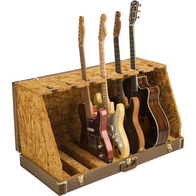 Foto van Fender classic series case stand 7 brown statief voor zeven gitaren / basgitaren