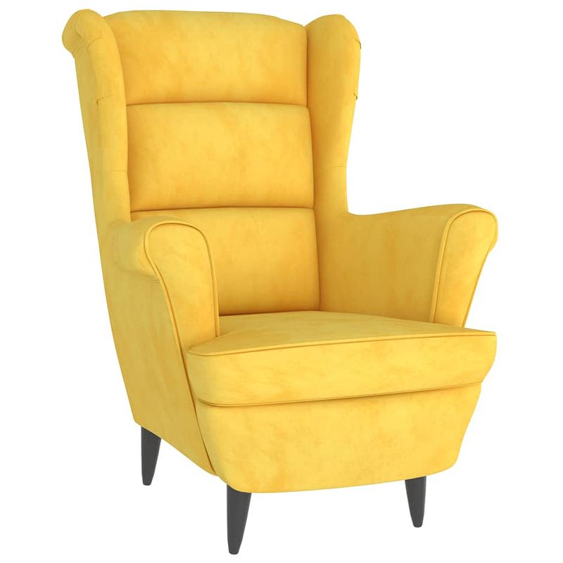 Foto van The living store fauteuil velvet - mosterdgeel - 81 x 90 x 96.5 cm - trendy ontwerp