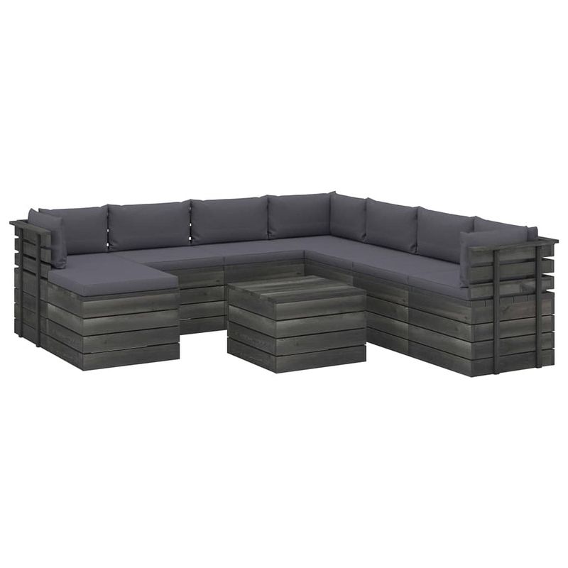 Foto van Vidaxl 9-delige loungeset pallet met kussens massief grenenhout