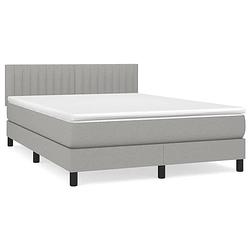 Foto van Vidaxl boxspring met matras stof lichtgrijs 140x190 cm