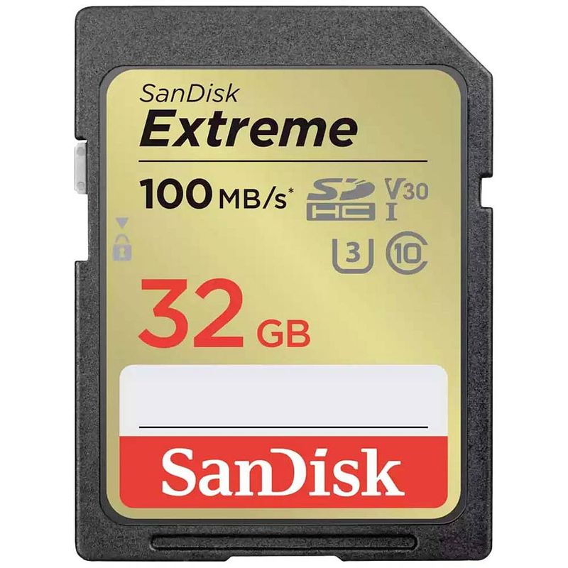 Foto van Sandisk extreme sdxc-kaart 32 gb class 10 uhs-i schokbestendig, waterdicht