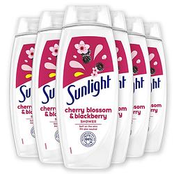 Foto van Sunlight zeep - douchegel - kersenbloesem & braambes - ph-huidneutraal - voordeelverpakking 6 x 450 ml