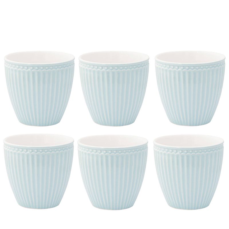 Foto van Set van 6x stuks beker (latte cup) greengate alice lichtblauw 300 ml - ø 10 cm