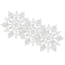 Foto van 12x stuks kerstornamenten/kersthangers sneeuwvlokken wit kunststof 10 cm - kersthangers