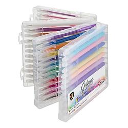 Foto van 48x stuks glitter en neon gekleurde gelpennen in meeneem case - gelpennen