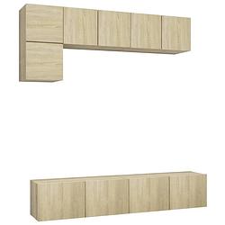 Foto van The living store televisiemeubelset sonoma eiken - 3x 60x30x30cm - 2x 80x30x30cm