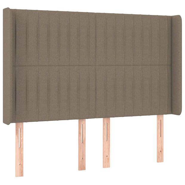 Foto van Vidaxl hoofdbord met randen 147x16x118/128 cm stof taupe