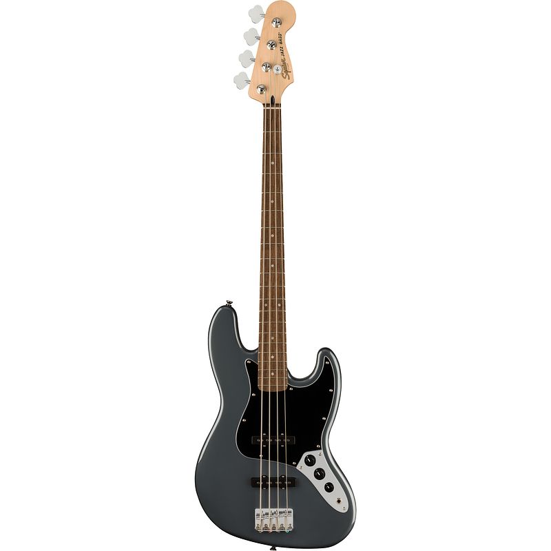 Foto van Squier affinity series jazz bass charcoal frost metallic elektrische basgitaar