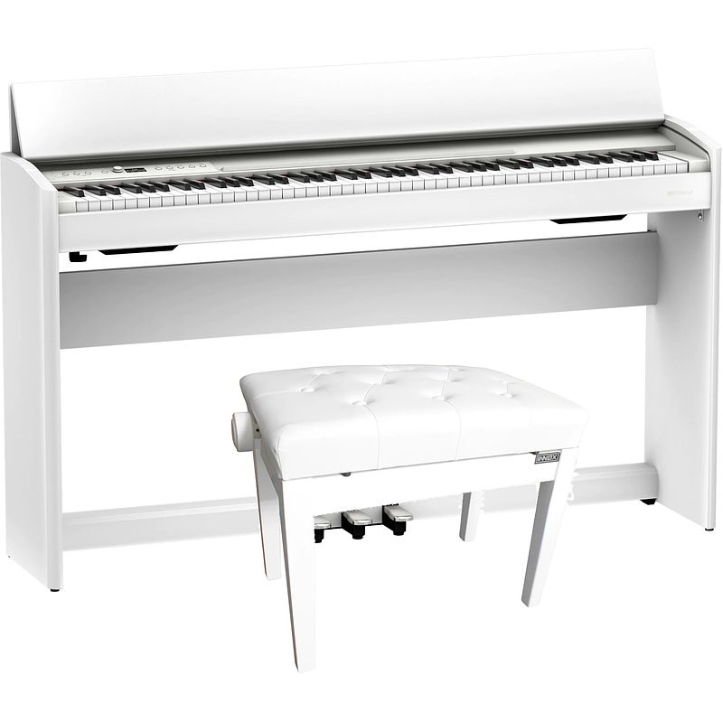 Foto van Roland f701-wh white digitale piano inclusief pianobank