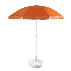 Foto van Oranje strand/tuin basic parasol van nylon 200 cm + parasolvoet wit - parasols