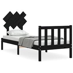 Foto van The living store bedframe - massief grenenhout - 195.5 x 80.5 x 81 cm - zwart