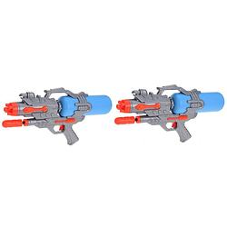 Foto van 2x waterpistolen/waterpistool oranje/blauw van 46 cm kinderspeelgoed - waterpistolen