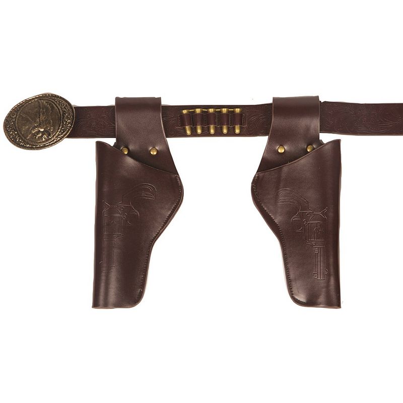 Foto van Verkleed cowboy holster voor 2 revolvers/pistolen voor volwassenen - verkleedattributen