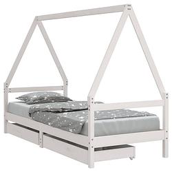 Foto van Vidaxl kinderbedframe met lades 90x200 cm massief grenenhout wit