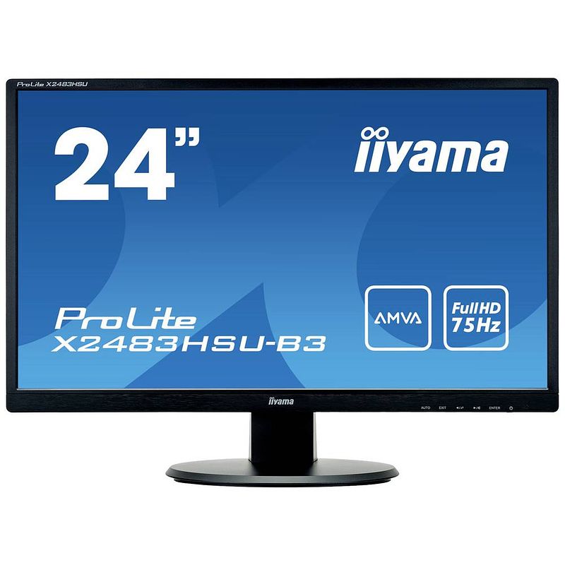 Foto van Iiyama prolite x2483hsu led-monitor 61 cm (24 inch) energielabel e (a - g) 1920 x 1080 pixel full hd 4 ms hoofdtelefoon (3.5 mm jackplug), displayport, hdmi,