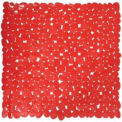 Foto van Msv douche/bad anti-slip mat - badkamer - pvc - rood - 54 x 54 cm - badmatjes