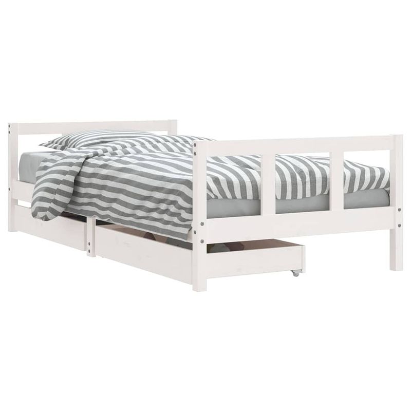 Foto van Vidaxl kinderbedframe met lades 90x190 cm massief grenenhout wit