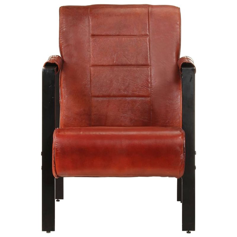 Foto van The living store fauteuil vintage - echt geitenleer - 60x80x87 cm - donkerbruin