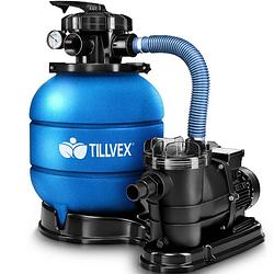 Foto van Tillvex zandfiltersysteem blauw-met pomp -filtersysteem- zandfilterfilter- boiler- zwembadfilterpomp -zwembadfilter