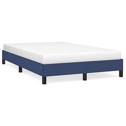 Foto van The living store bedframe - blauw - 203 x 123 x 25 cm - stof - multiplex - geschikt voor matras van 120 x 200 cm