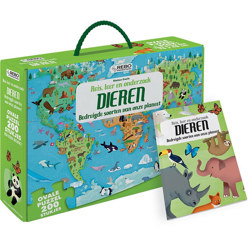 Foto van Rebo productions puzzel dieren junior 70 x 48 cm ovaal 200 stuks