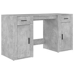 Foto van The living store bureau met kast - betongrijs - 100x49x75 cm - duurzaam bewerkt hout