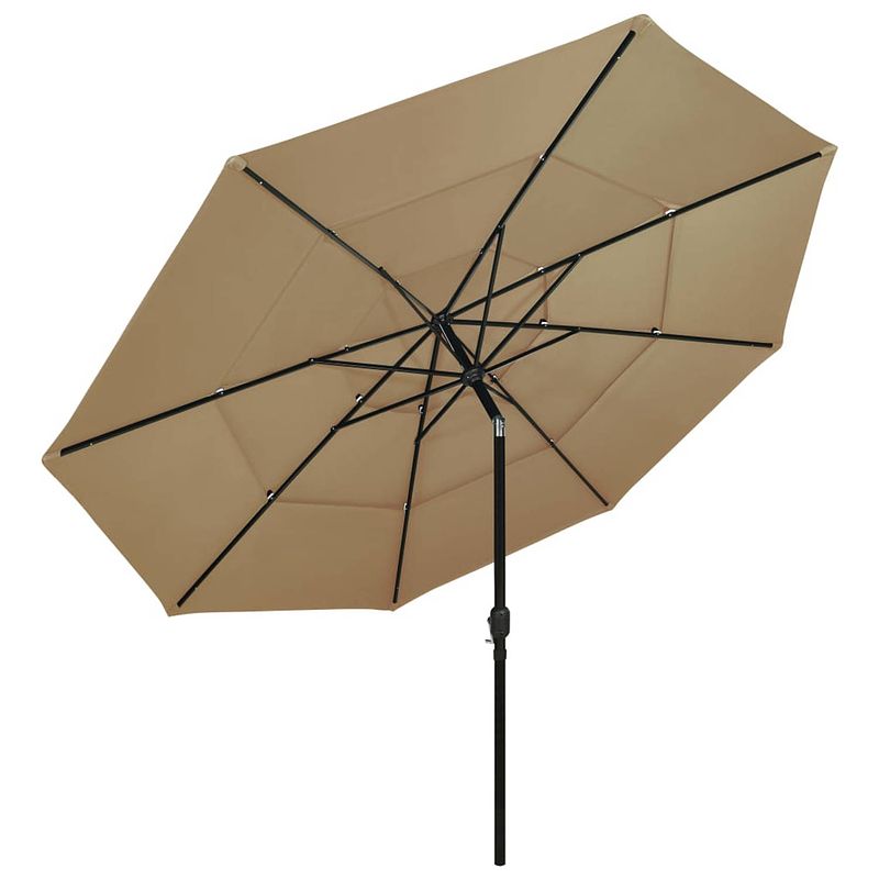 Foto van The living store parasol tuin - 350 x 260 cm - uv-beschermend polyester - aluminium paal - taupe