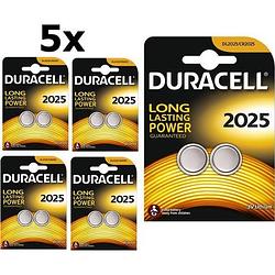 Foto van 10 stuks (5 blister a 2st) duracell cr2025 3v lithium knoopcel batterij