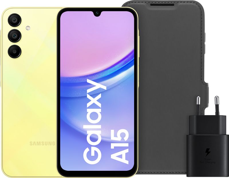 Foto van Samsung galaxy a15 128gb geel 4g + accessoirepakket