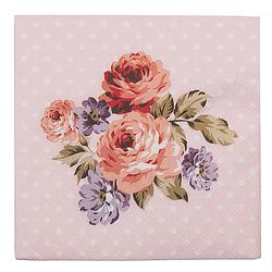 Foto van Haes deco - set van 4 wegwerpservetten - 33x33 cm (20 stuks in verpakking) - papier - dotty rose