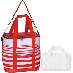 Foto van Koeltassen set draagtas/schoudertas rood/wit 24 en 4 liter - koeltas