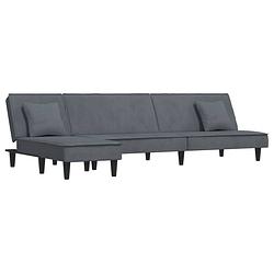 Foto van The living store l-vormige slaapbank - donkergrijs fluweel - 255 x 140 x 70 cm - inclusief chaise longue