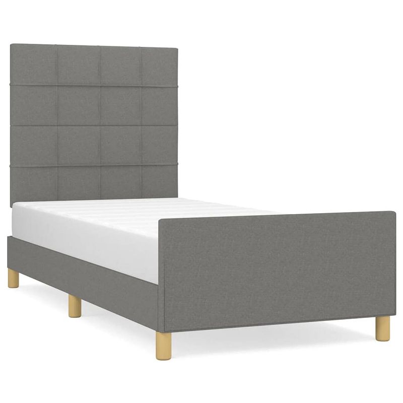 Foto van The living store bedframe - donkergrijs - 193 x 93 x 118/128 cm - verstelbaar hoofdeinde