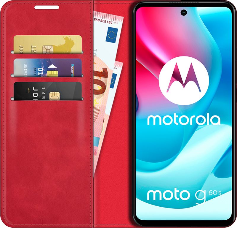 Foto van Just in case wallet magnetic motorola moto g60s book case rood