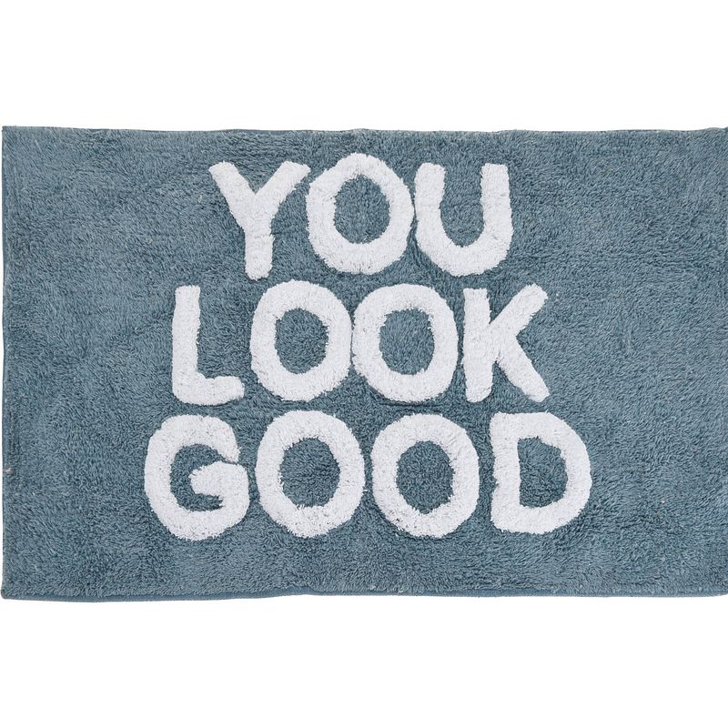 Foto van 4goodz zachte badmat blauw ""you look good"" - badkamermat - 50 x 80 cm