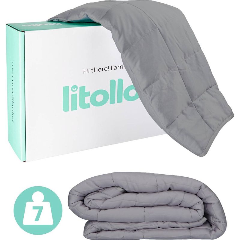 Foto van Litollo verzwaringsdeken 7 kg - weighted blanket - 4 seizoens - grijs - 140x200cm - incl 5 jaar garantie