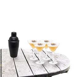 Foto van Cocktailshaker set met 4x stuks martini cocktailglazen 260 ml - cocktailglazen