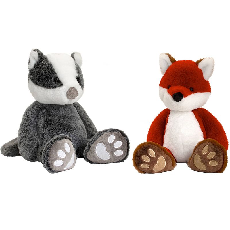 Foto van Pluche knuffels combi-set dieren vos en das 25 cm - knuffel bosdieren