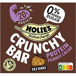 Foto van Holie'ss crunchy bar protein peanut cacao 3 x 2 bars bij jumbo