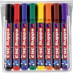 Foto van Edding 4-363-8 e-363/8 whiteboardmarkerset blauw, bruin, geel, groen, oranje, rood, zwart, violet 8 stuks/pack