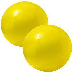 Foto van 2x stuks opblaasbare strandballen extra groot plastic geel 40 cm - strandballen