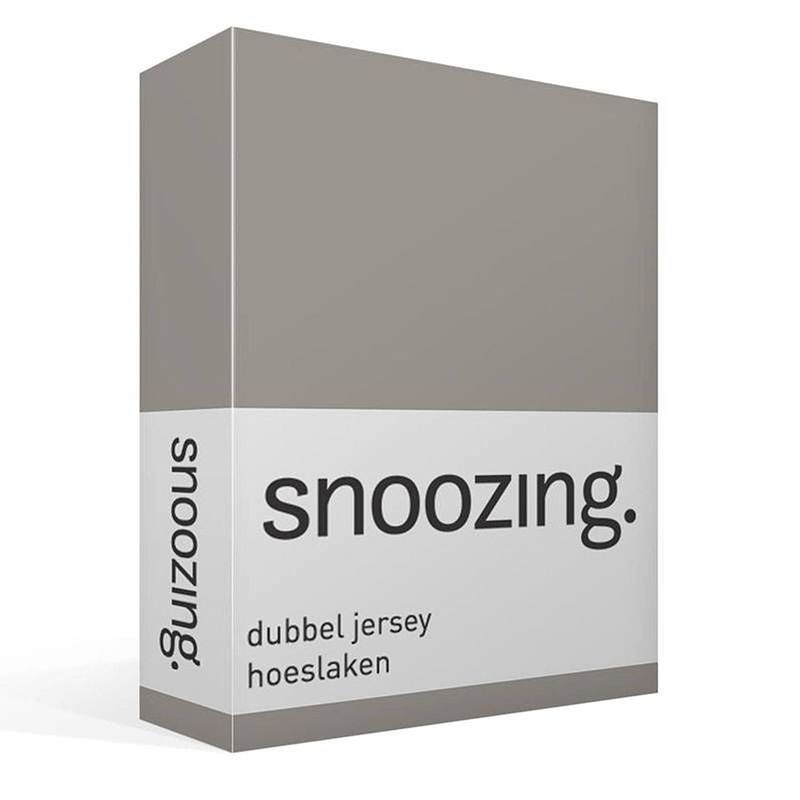 Foto van Snoozing - dubbel jersey - hoeslaken - lits-jumeaux - 160x200/210/220 cm - grijs