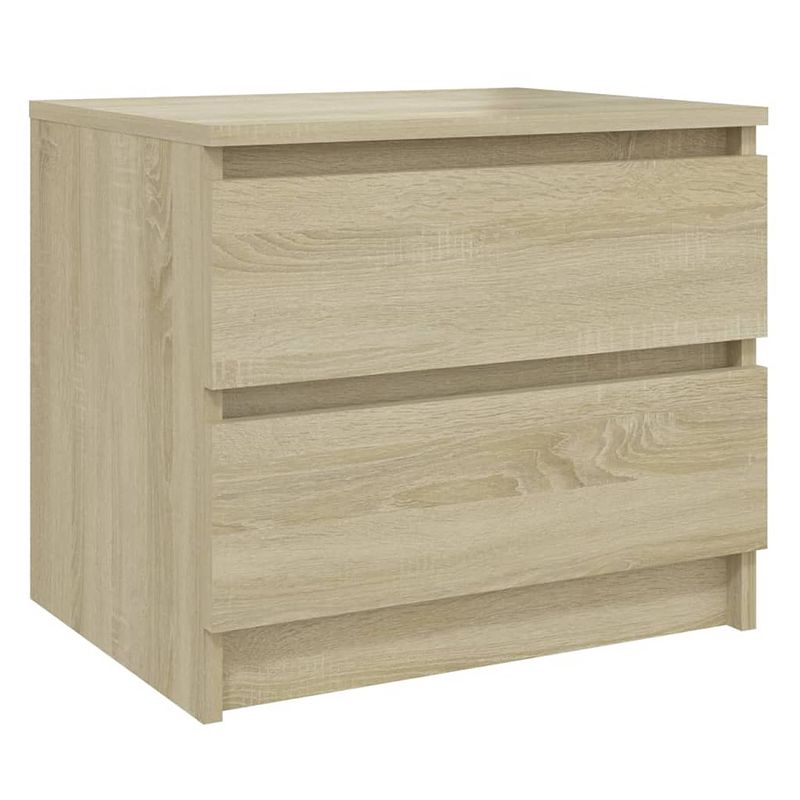 Foto van The living store nachtkastje sonoma eiken - 50x39x43.5 cm - 2 lades krachtige constructie