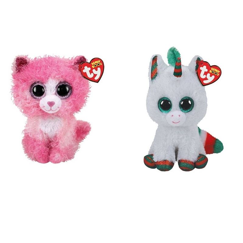 Foto van Ty - knuffel - beanie boo's - reagan cat & christmas unicorn