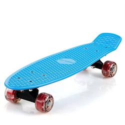 Foto van Skateboard, blauw/rood, retro, led, met pu-dempers