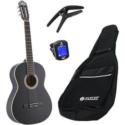 Foto van Lapaz c30bk klassieke gitaar 4/4-formaat zwart + gigbag + accessoires