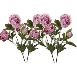 Foto van 4x kunstbloem roze pioenrozen kunsttakken 70 cm - kunstbloemen