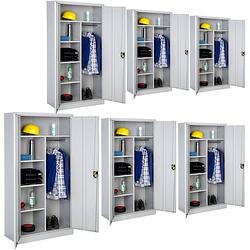 Foto van Tectake - 6 industriële lockers / werkplaatskast of garderobekast 180x90x40 cm - combi - grijs - 404495