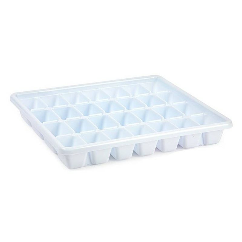 Foto van Plasticforte ijsblokjesvormen xxl tray - voor 28x ijsklontjes - kunststof - wit - ijsblokjesvormen